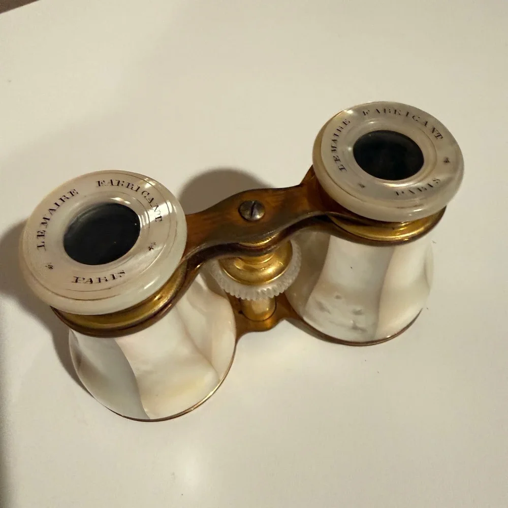 Antique Lemaire Fabricant Paris Mother of Pearl Brass Opera Glasses Binoculars
